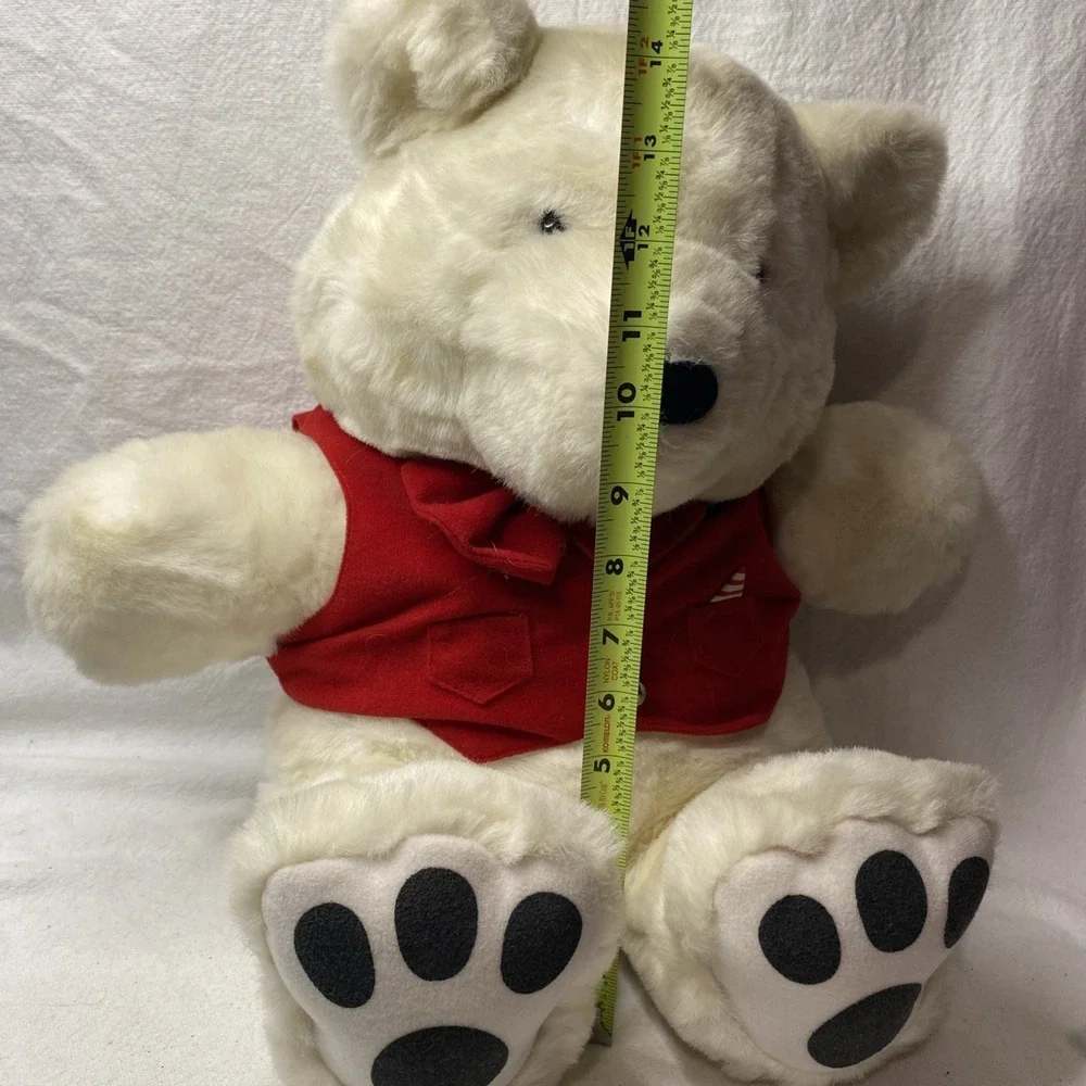 Snow Bear Collectible Plush Christmas Vest Bow Tie‎ Holiday Decor Vintage 1986